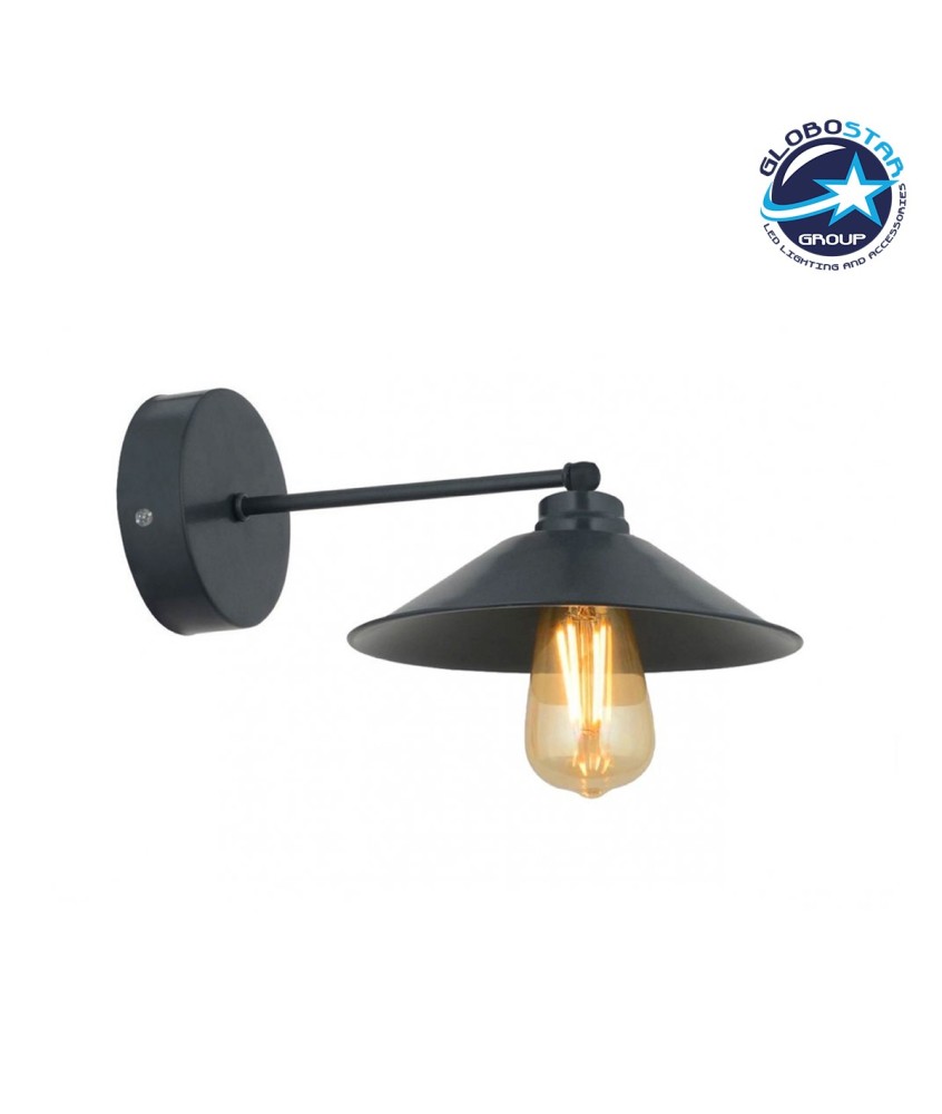 GLOBOSTAR® CATERPILLAR 204-0115 Μοντέρνο Φωτιστικό Τοίχου - Απλίκα με Ντουί 1 x E27 AC 220-240V IP20 - Μαύρο - Μ21.5 x Π21.5 x Υ27cm